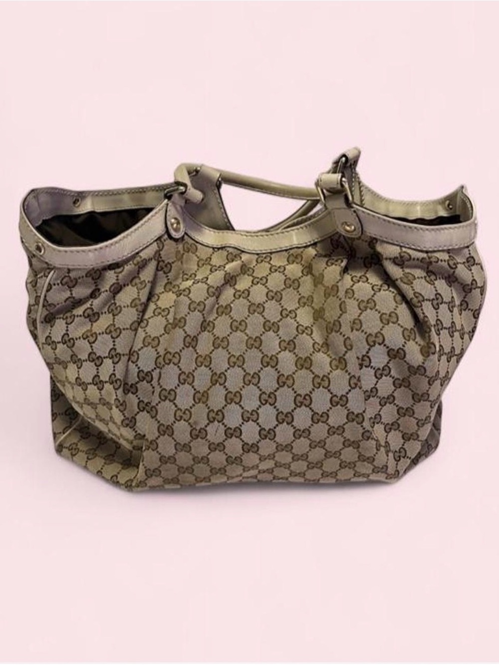 Gucci Tan and Brown GG Monogram Tote